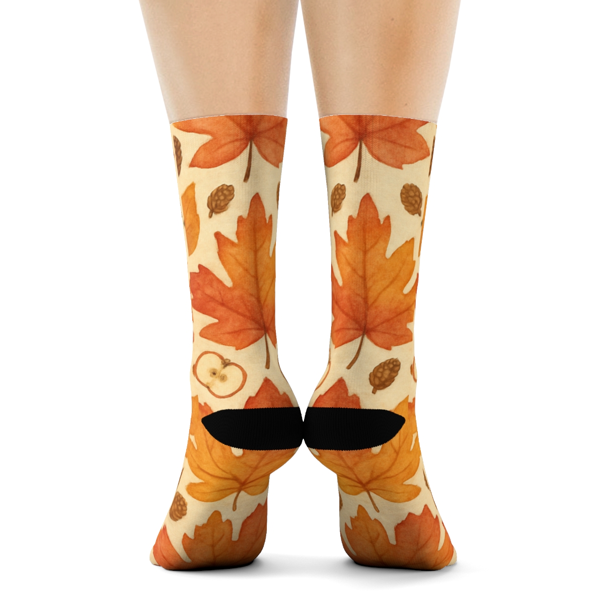 Watercolor Fallen Leaf Lattice On Creamy Beige Background unique graphic crew socks
