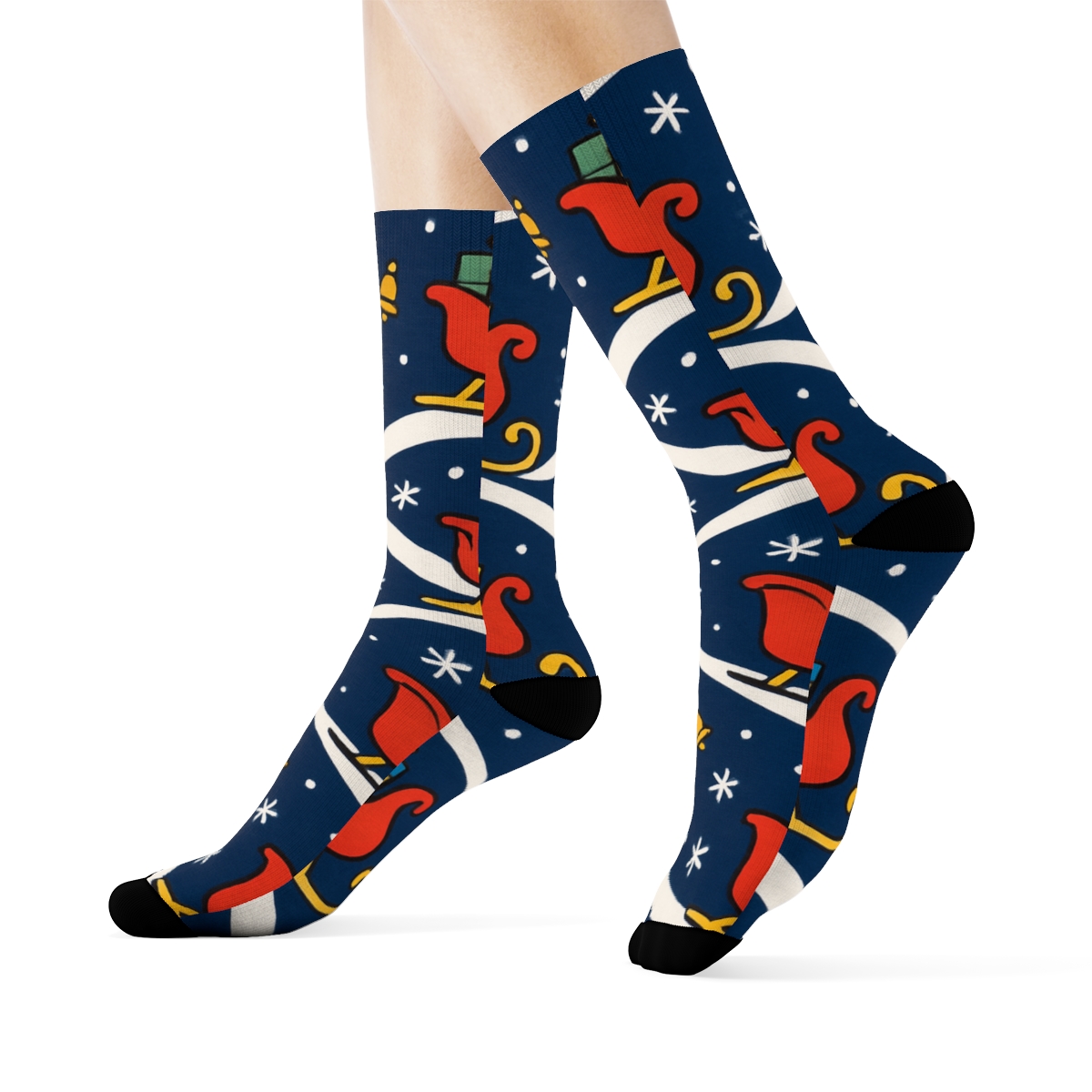Sleigh Parade On Midnight Hills Pattern trendy patterned crew socks