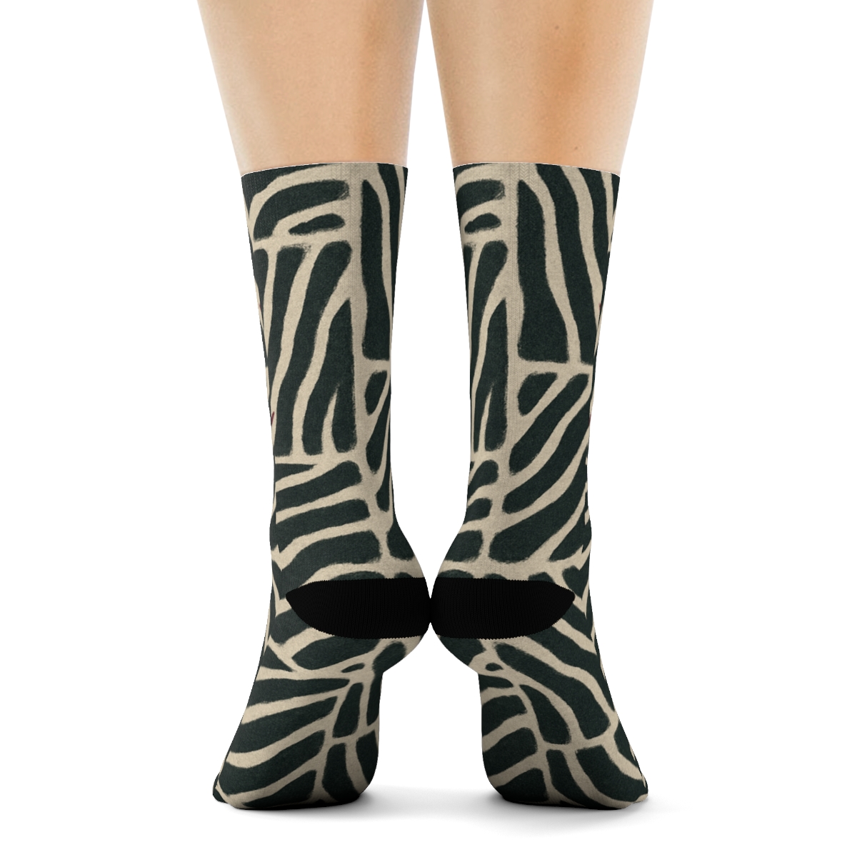Crimson Stripe Fragment Collage On Warm Cream Field comfortable cotton crew socks