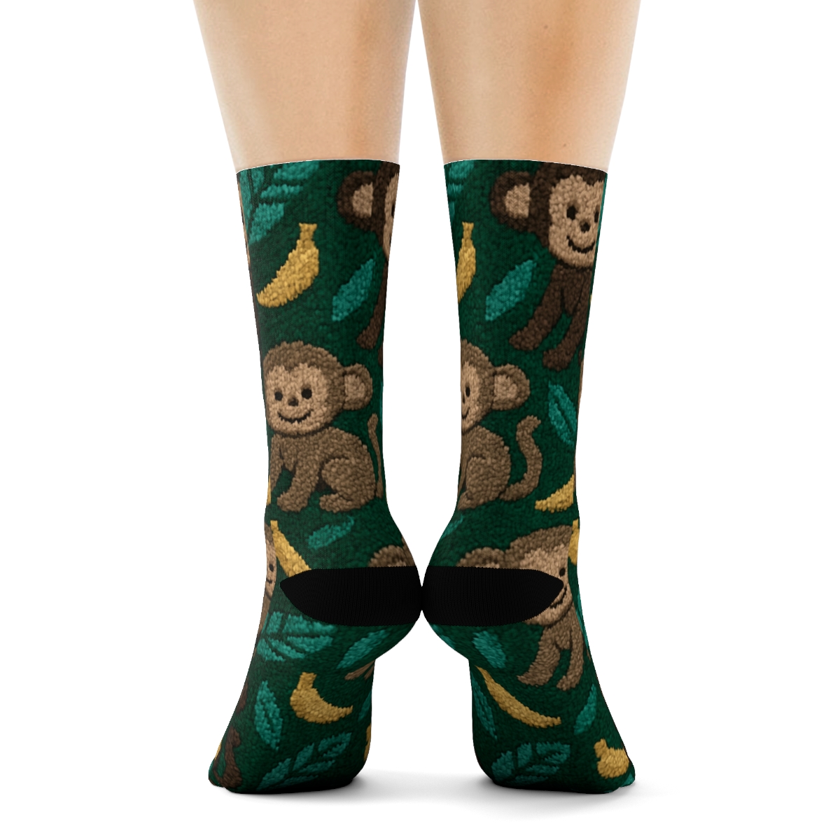 Knit-Illusion Monkey Toy Chevron personalized crew socks