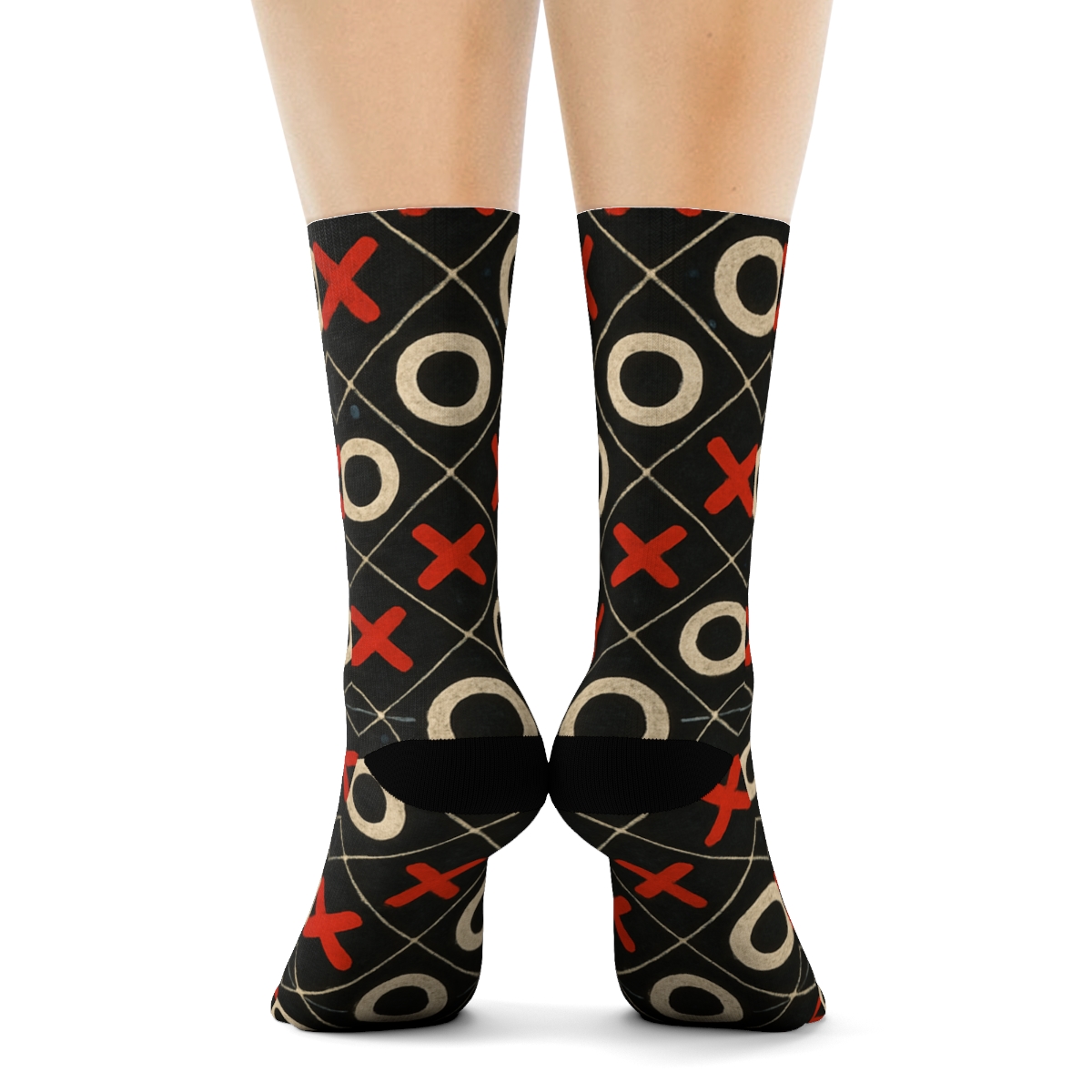 Retro Game Board Field, Valentines Xo Icons Finish stylish athletic crew socks