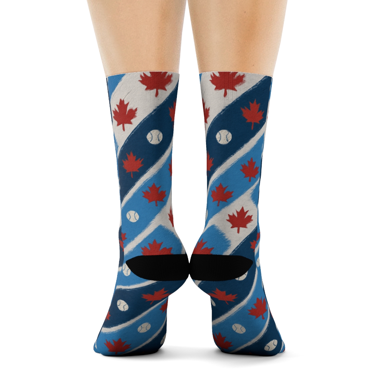 Maple Chevron With Blue Jays Accent soft everyday crew socks