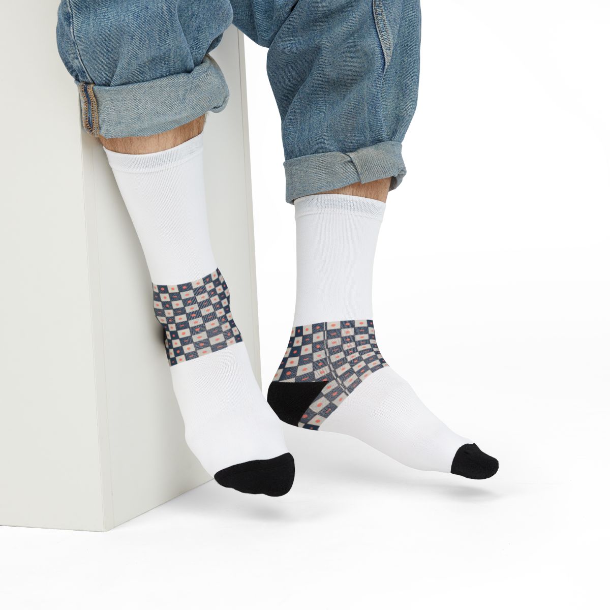 Micro Stellar Grid stylish athletic crew socks