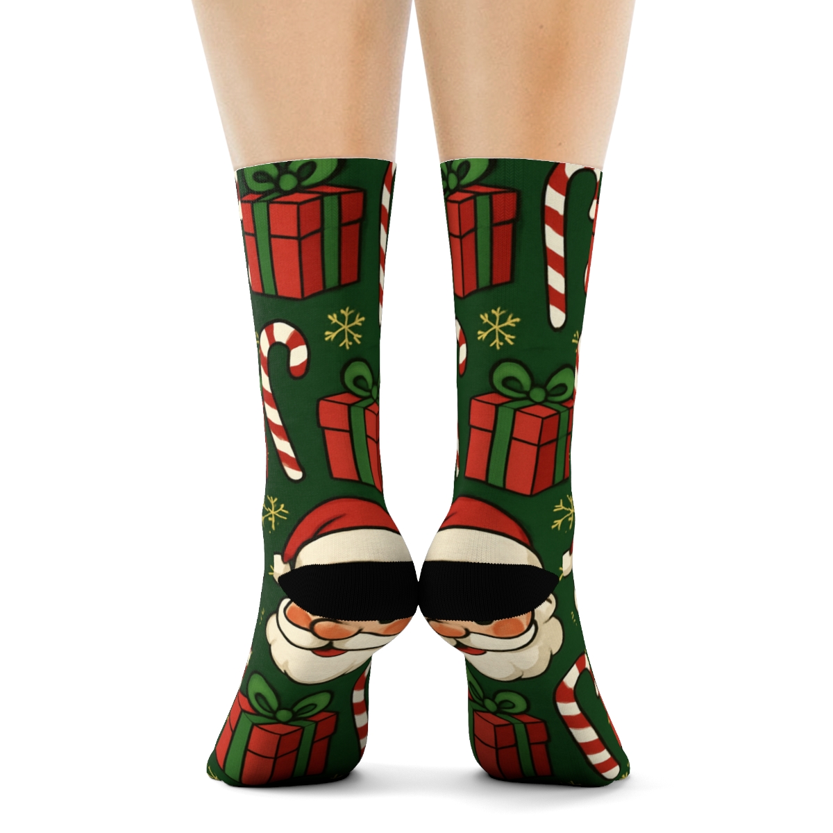 Santa Claus North Pole Gift Grid premium sports crew socks