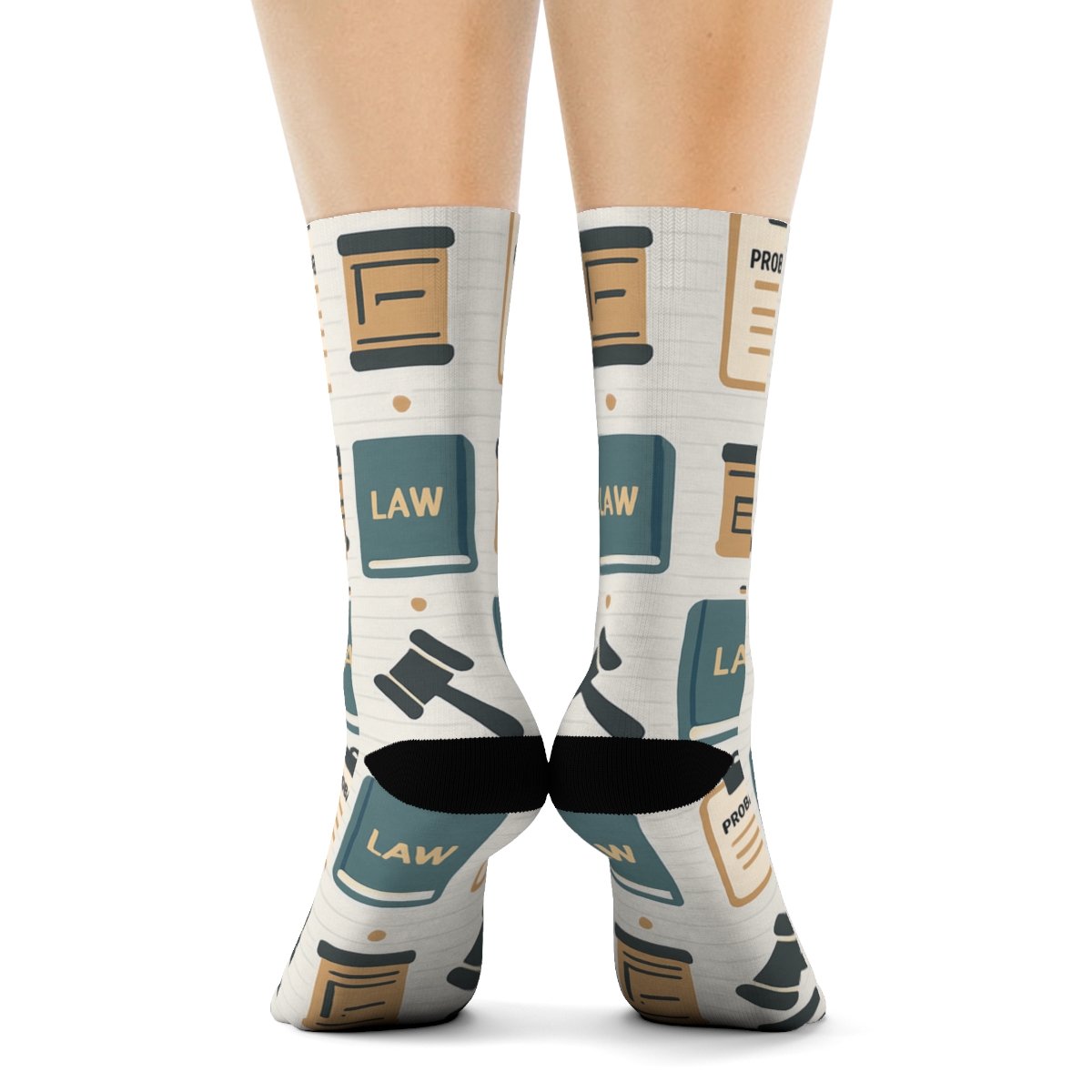Minimal Gavel Stripe Grid For Probation Officer designer printed crew socks