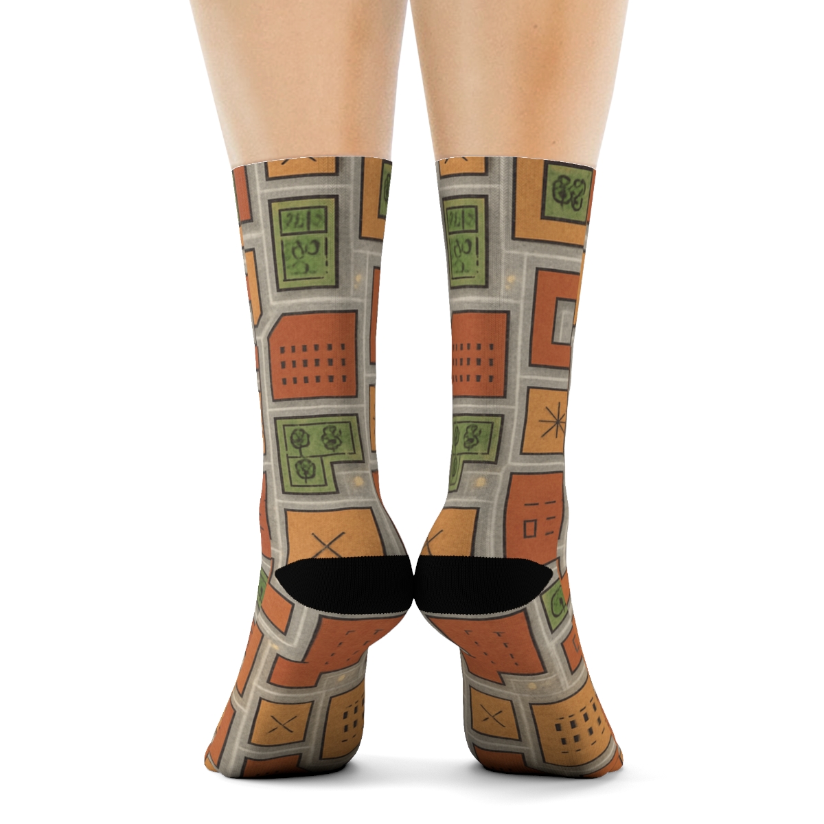 Architectural Collage With Urban Planner Rhythm designer printed crew socks