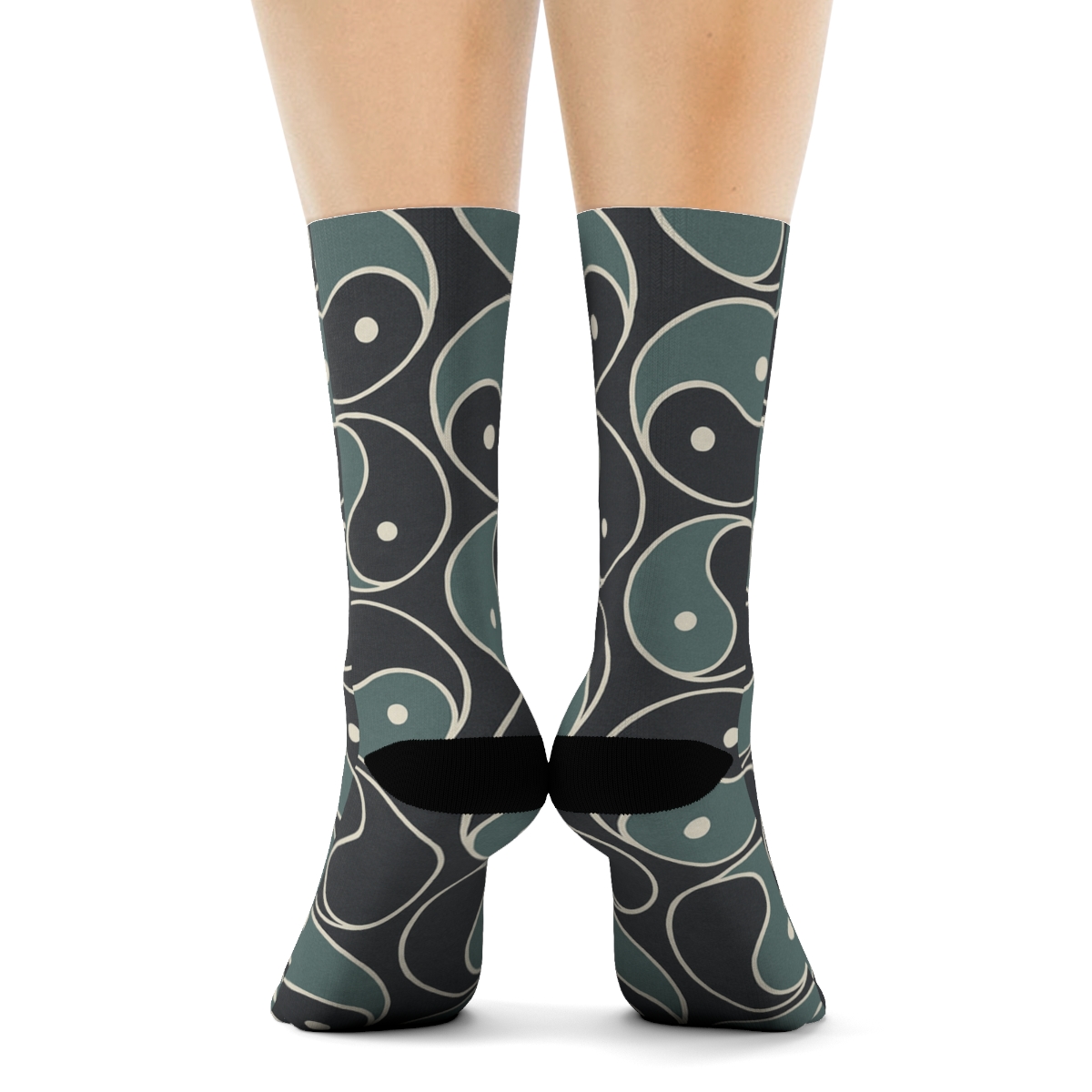 Charcoal Teal Teardrop Wave Tessellation soft everyday crew socks