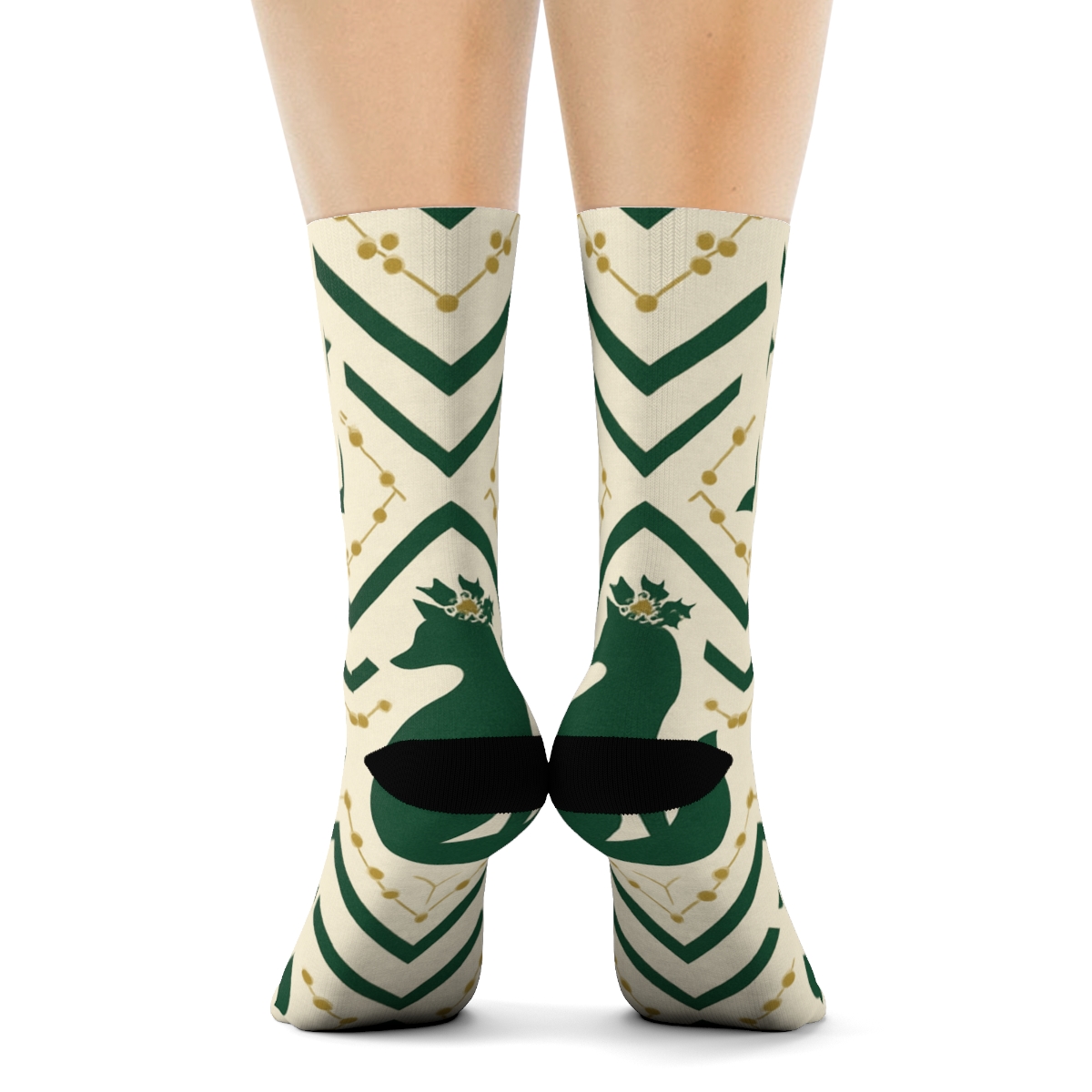 Green Fox Holly Chevron trendy patterned crew socks
