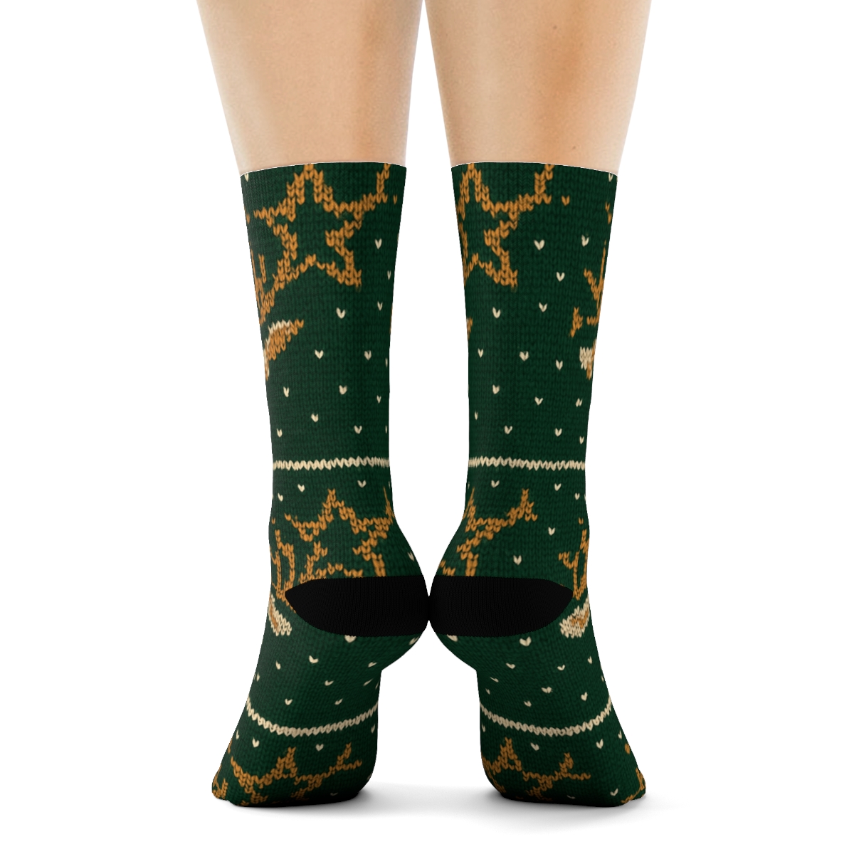 Reindeer Nordic Starfall Knit Illusion soft everyday crew socks