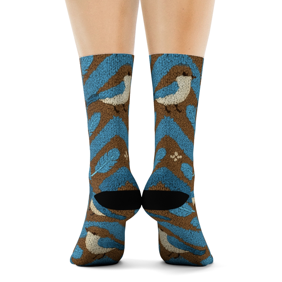 Knitted Bird Songbird Chevron soft everyday crew socks
