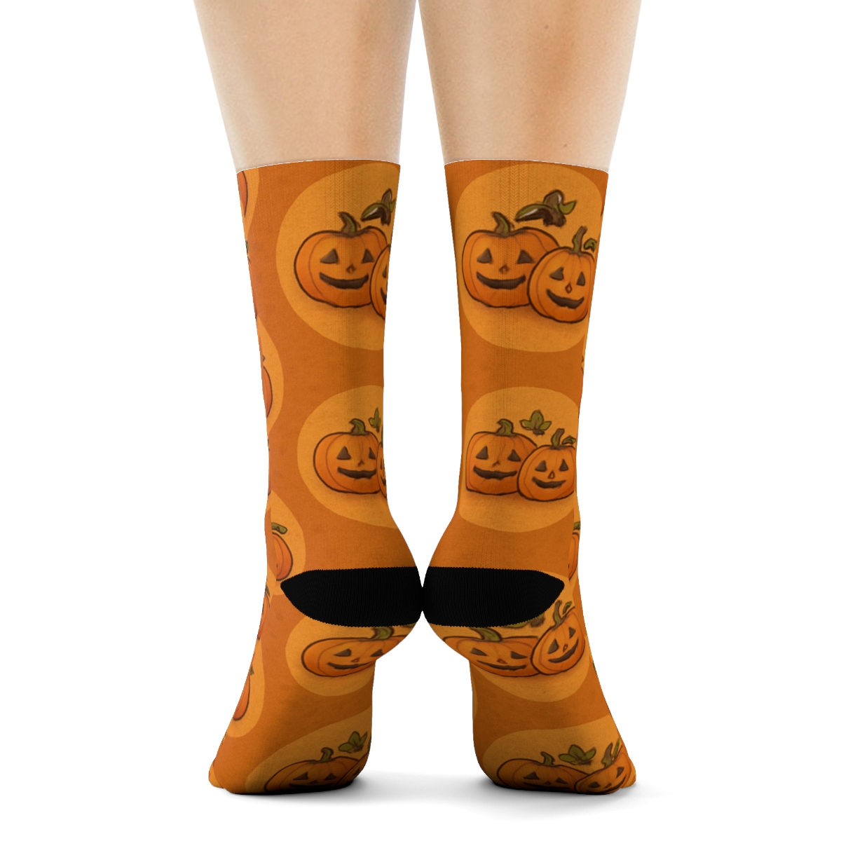 Pumpkin Patch Dot Medallions On Orange Background unique graphic crew socks