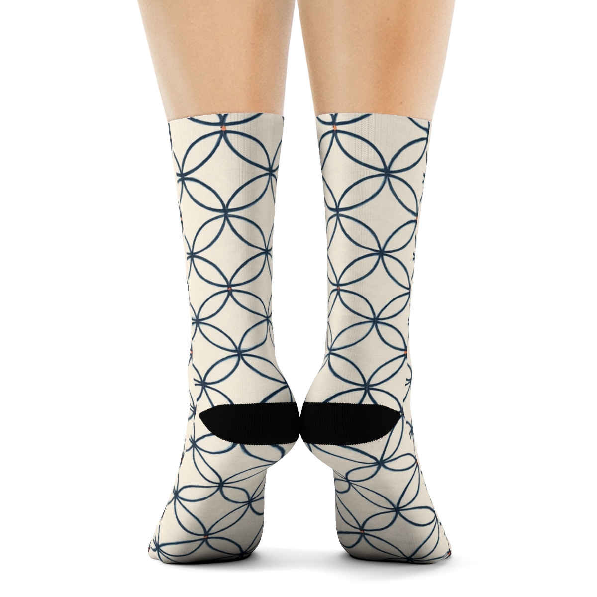 Offset Loop Lattice comfortable cotton crew socks