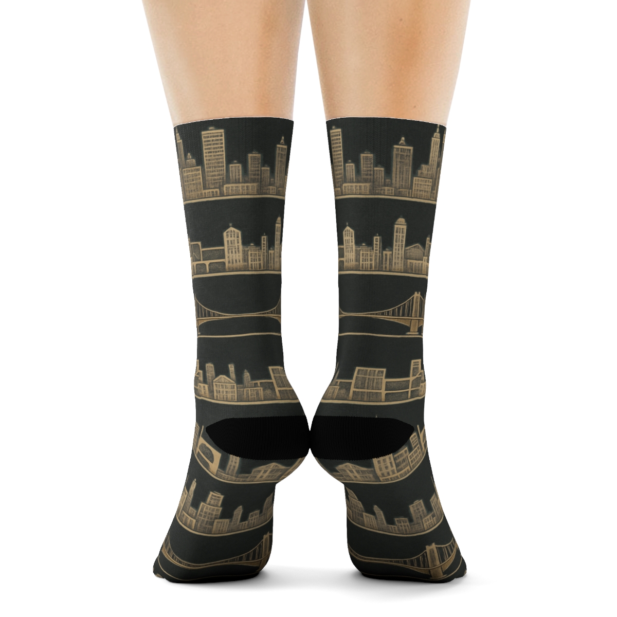 Skyline Rhythm Pattern Architect comfortable cotton crew socks