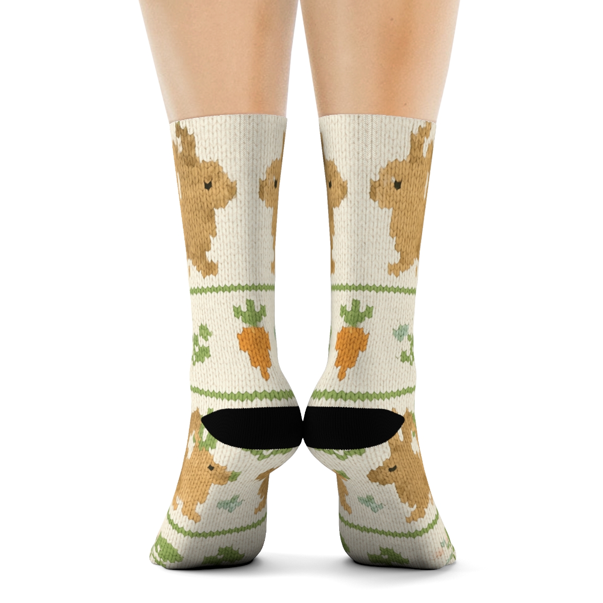 Meadow Weave Rabbit Motif Bands trendy patterned crew socks