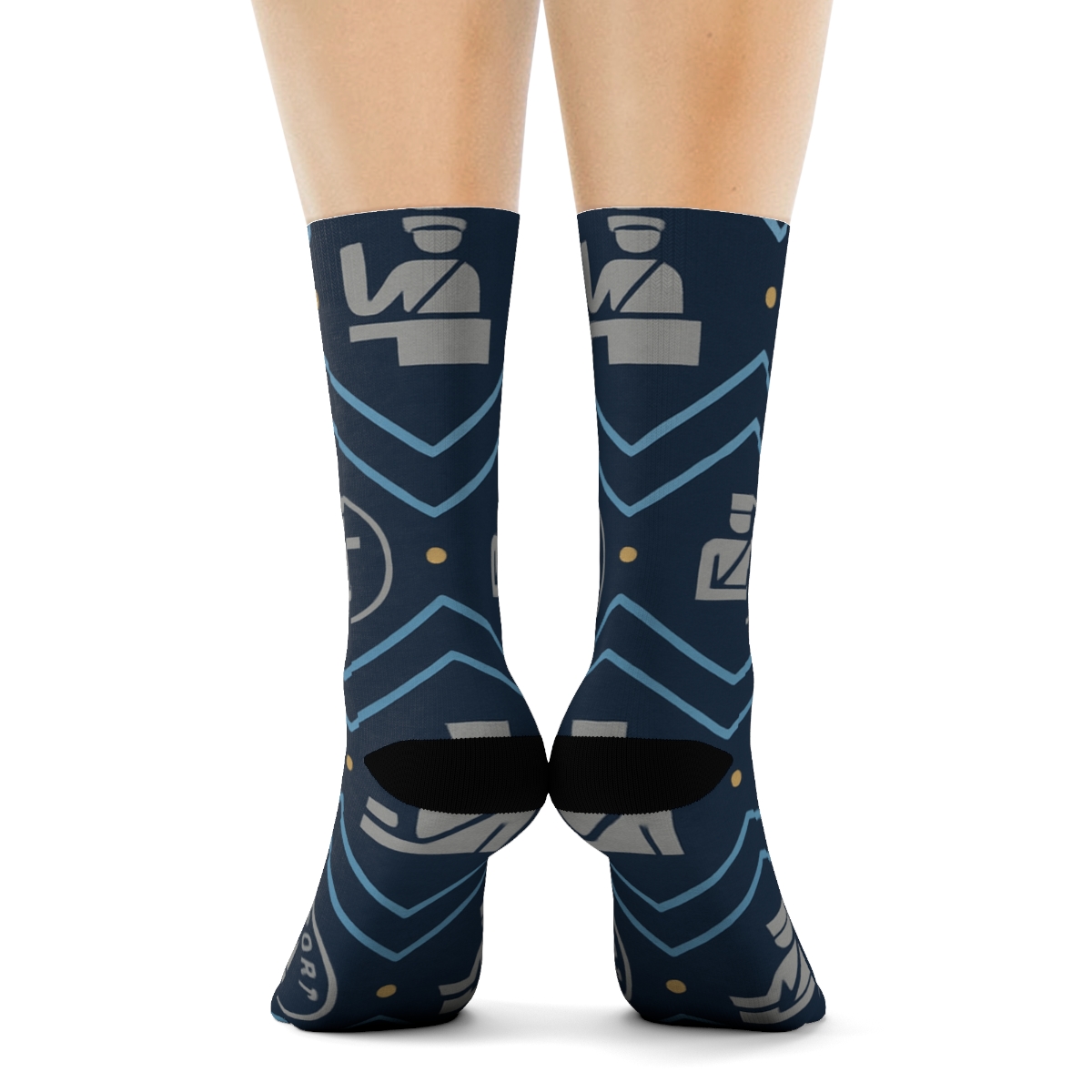 Passport Stamp Chevron With Customs Officer Details personalized crew socks