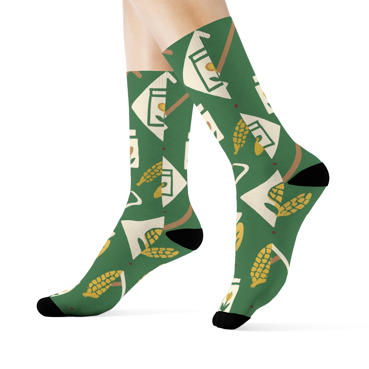 Farm Tools Mosaic With Farmer Accent Tiles designer printed crew socksFarm Tools Mosaic with Farmer Accent Tiles Crew Socks - Image 3