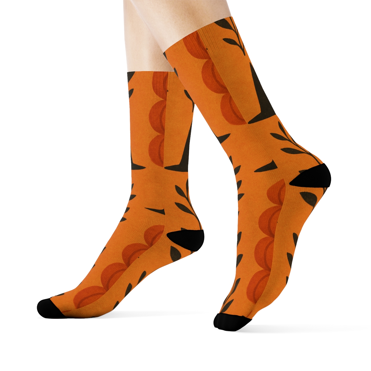 Stacked Pumpkin Vertical Repeat On Orange Background custom crew socks