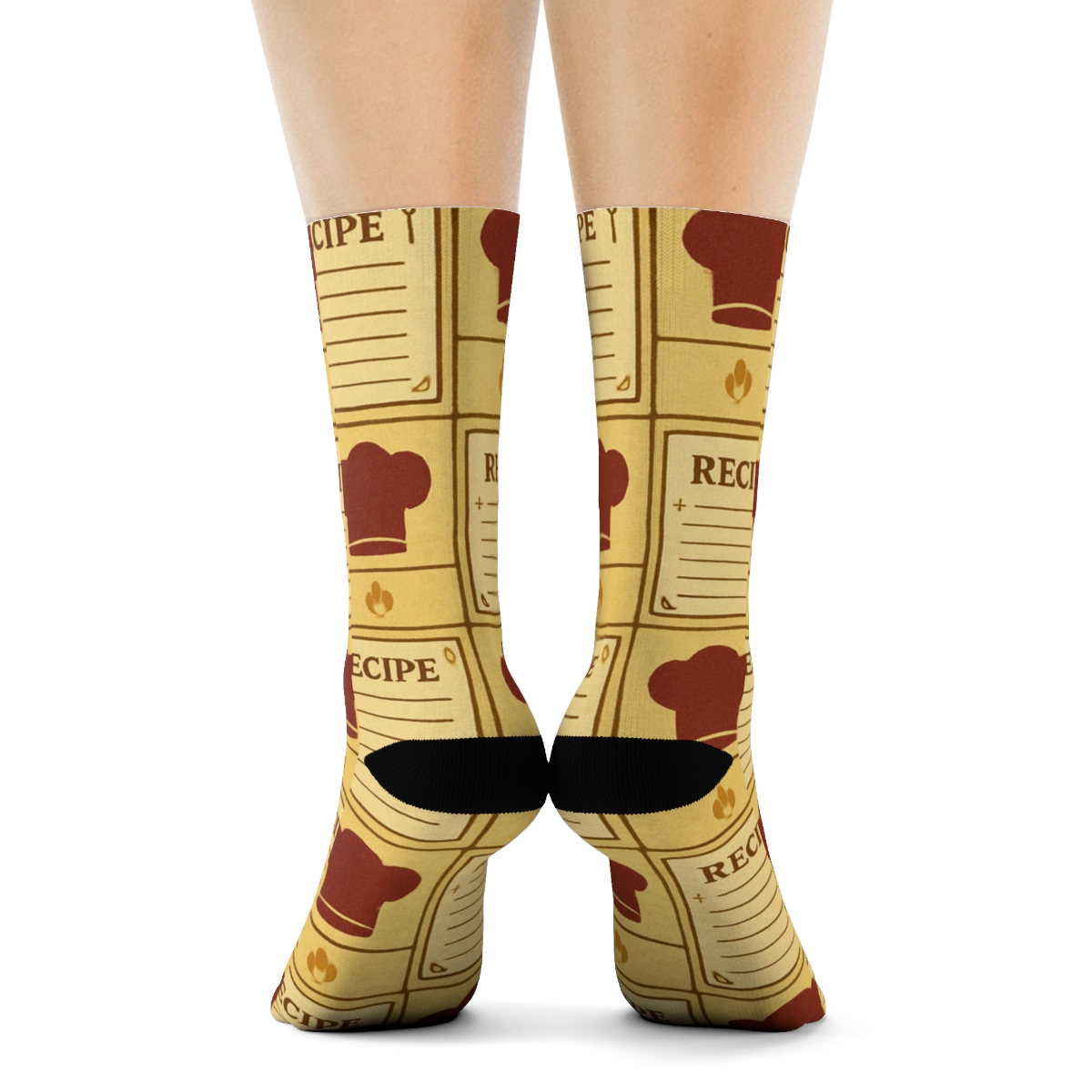 Recipe Card Rhythm With Chef Motifs trendy patterned crew socks