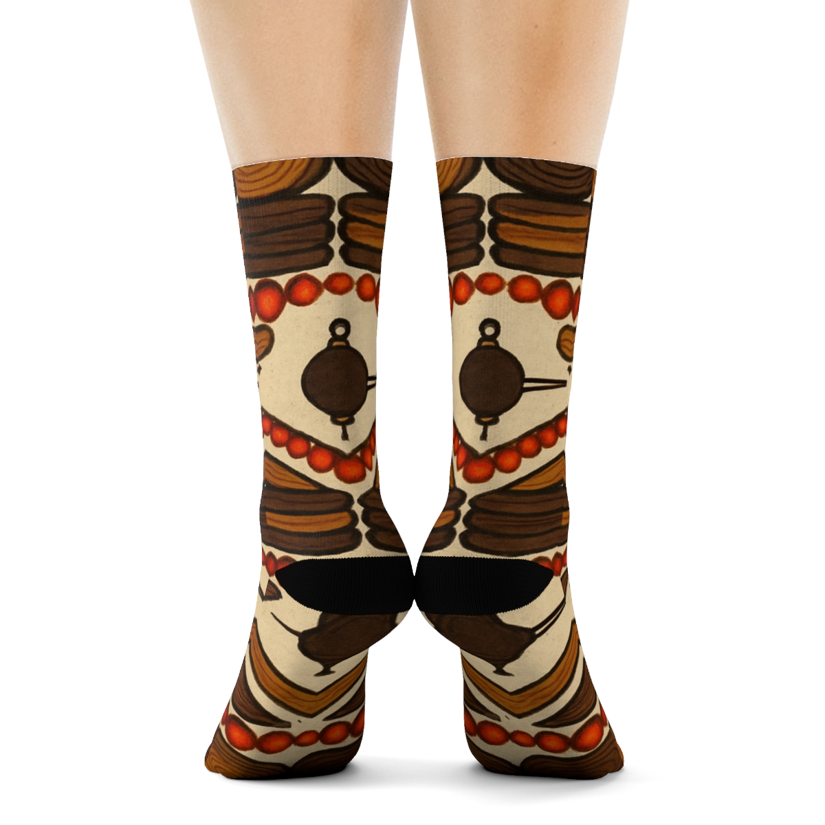 Heart-Ember Chevron Logband Pattern premium sports crew socks