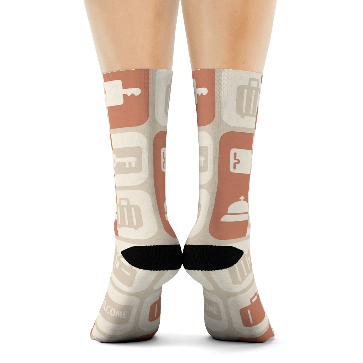 Modern Minimalist Graphic With Hotel Receptionist Motif personalized crew socks