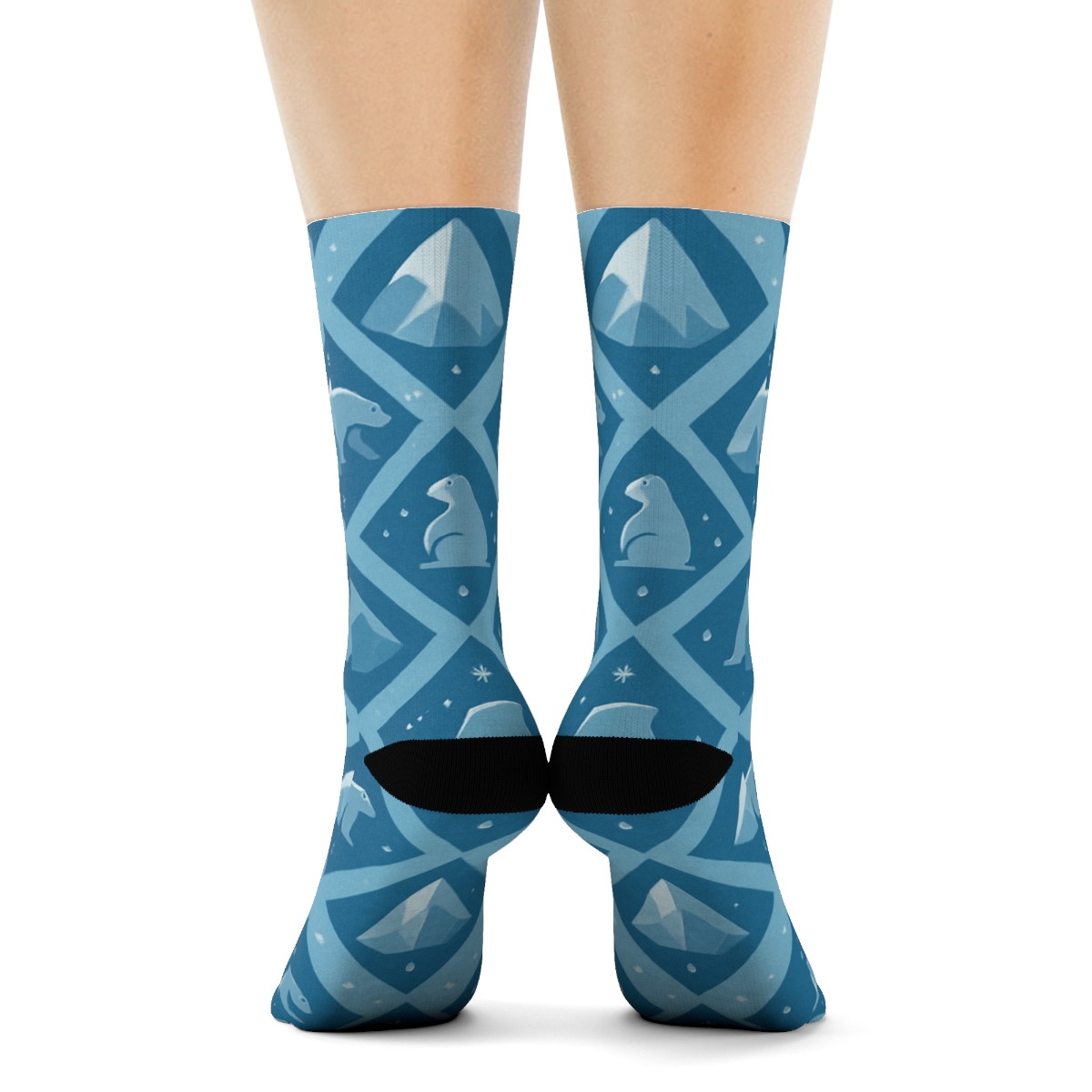 Iceberg Lattice With Polar Bear Silhouettes unique graphic crew socks