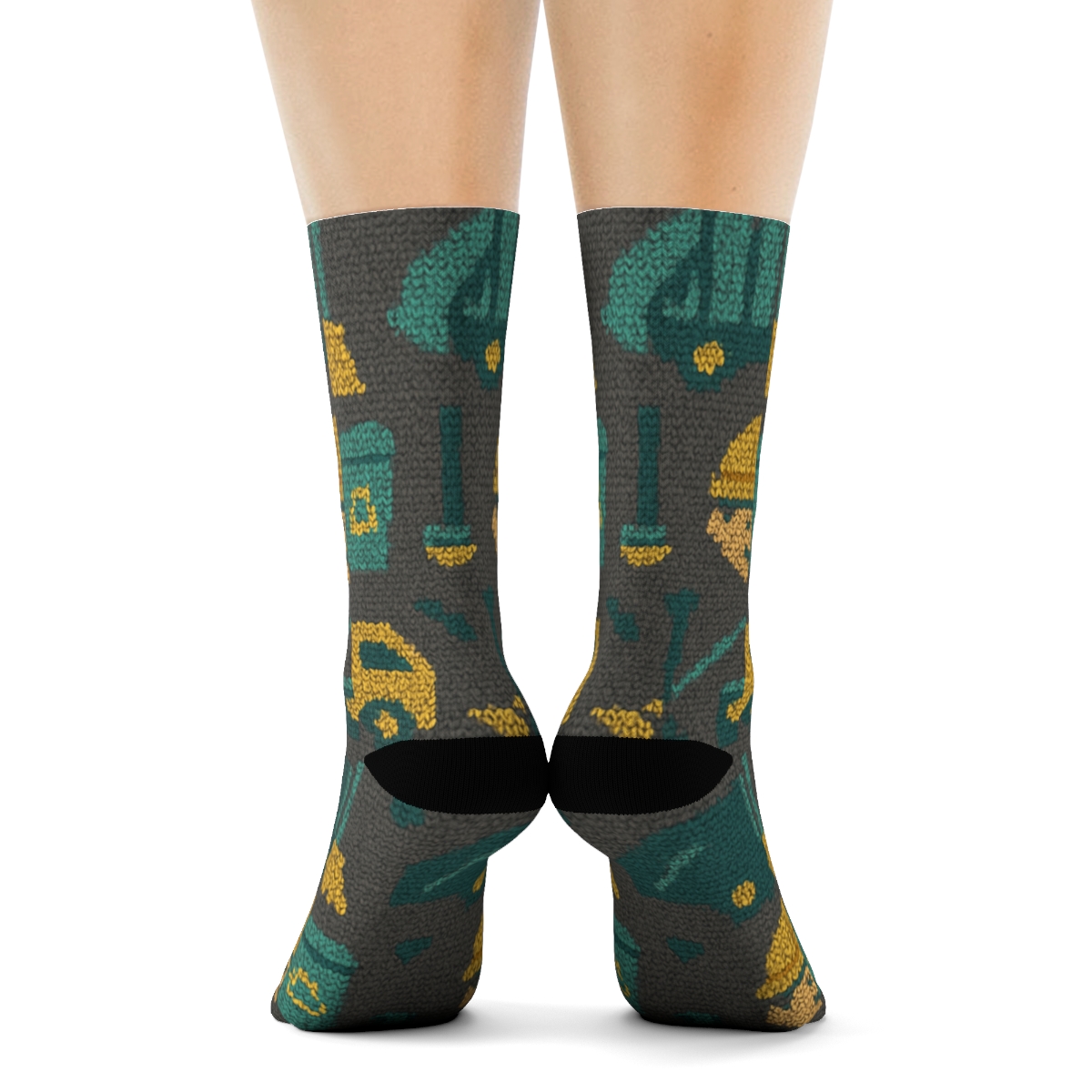Knitted Shift Rhythm, Garbage Collector Edition designer printed crew socks