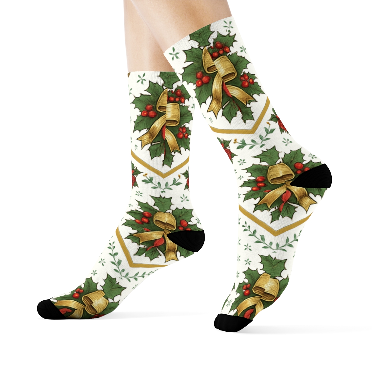 White Ornament Rose Garland Chevron unique graphic crew socks