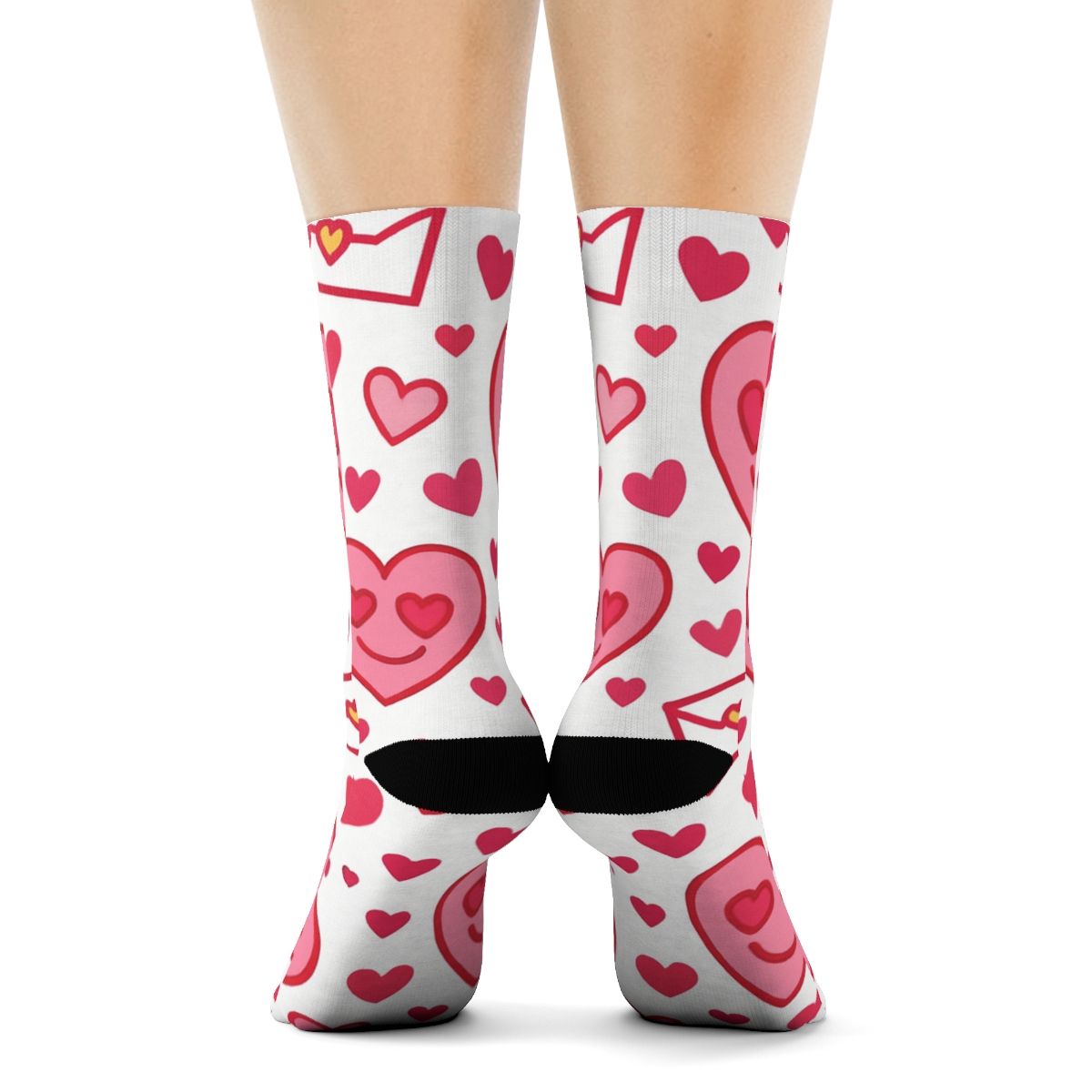 Outline Hearts In Valentine S Carnival Confetti premium sports crew socks