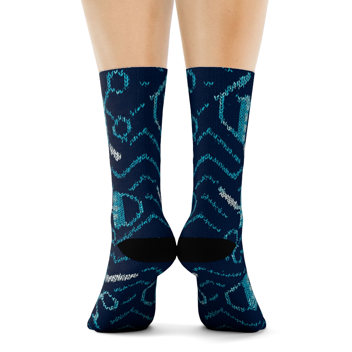 Surgeon Knit Illusion Chevron On Deep Navy personalized crew socks