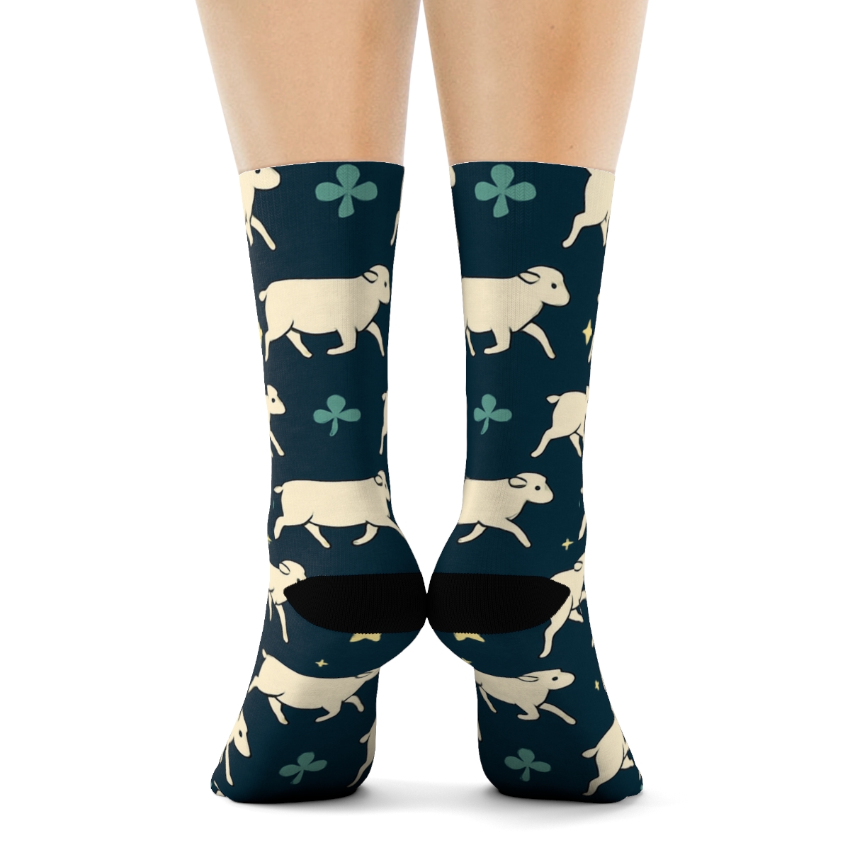 Starfield Grid Sheep Pasture soft everyday crew socks