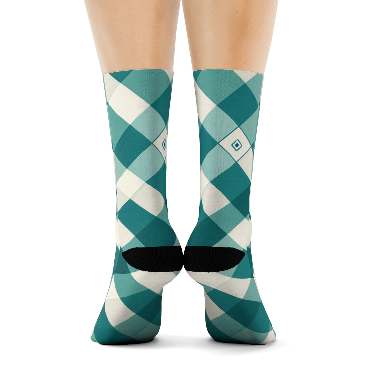 Orbiting Diamond Check Cascade soft everyday crew socks