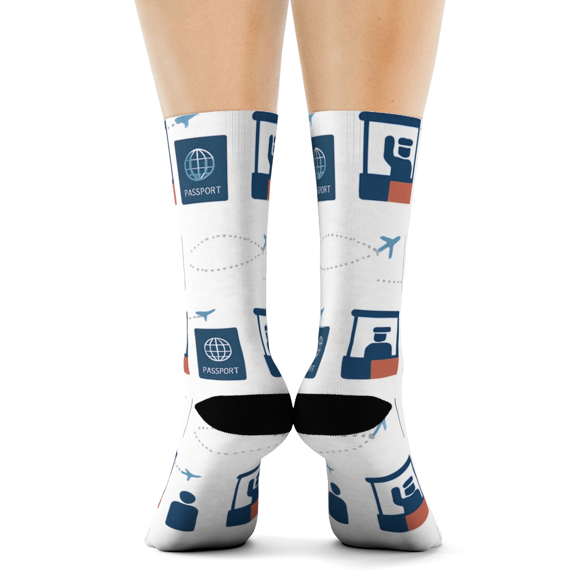 Passport Control Ribbon With Immigration Officer Icons personalized crew socks