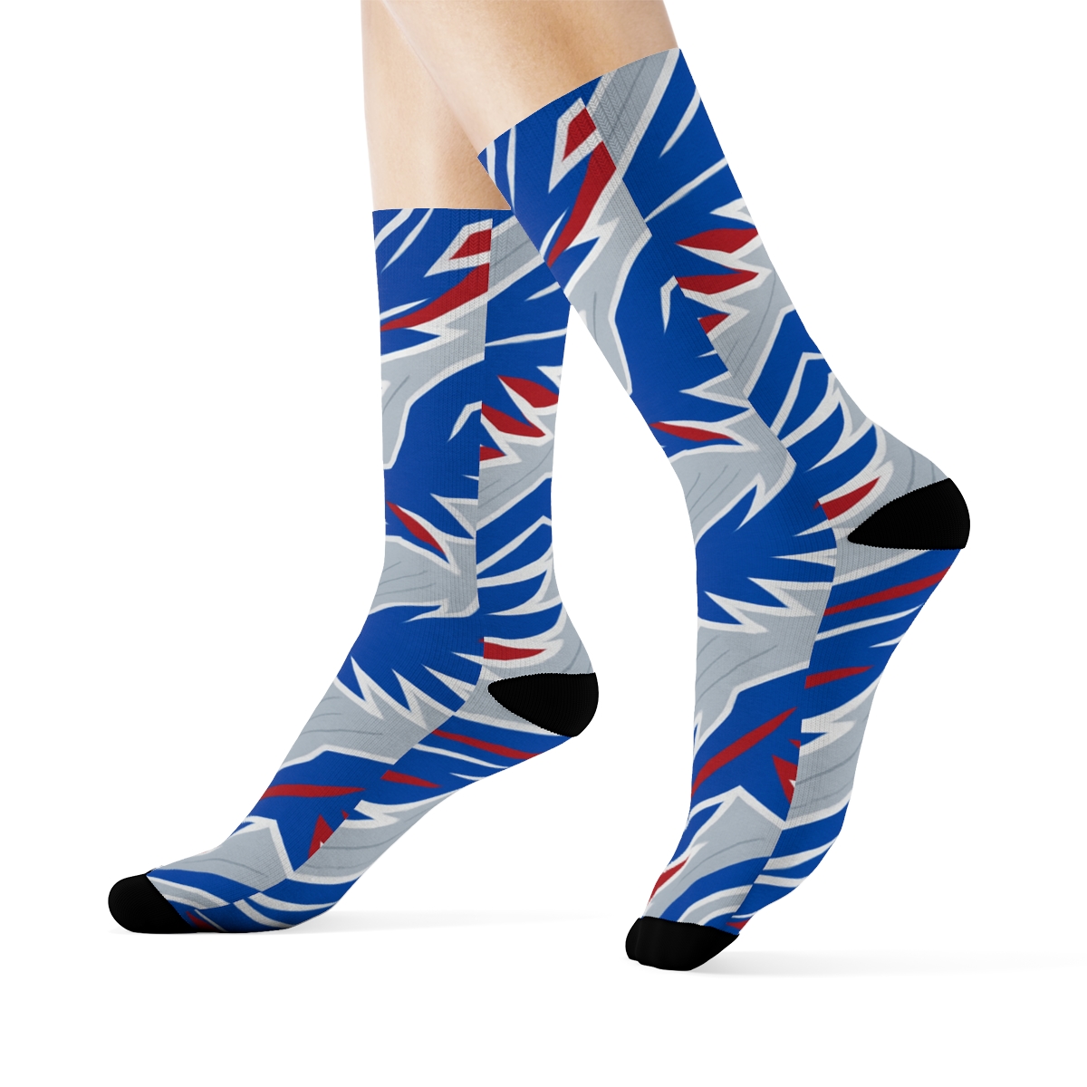 Winged Circuit With Blue Jays Energy designer printed crew socks