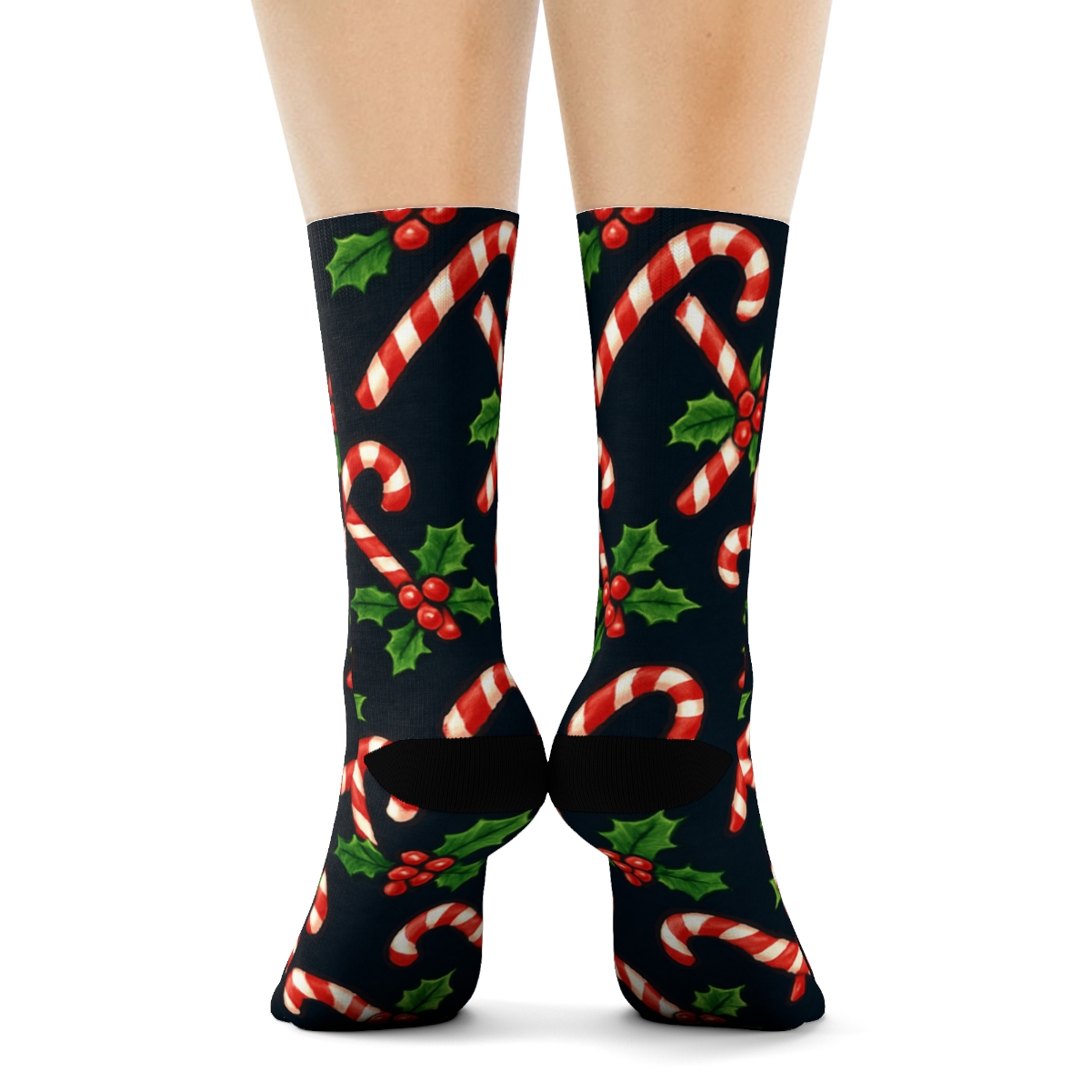 Candy Cane Lattice, Holiday Edition designer printed crew socks