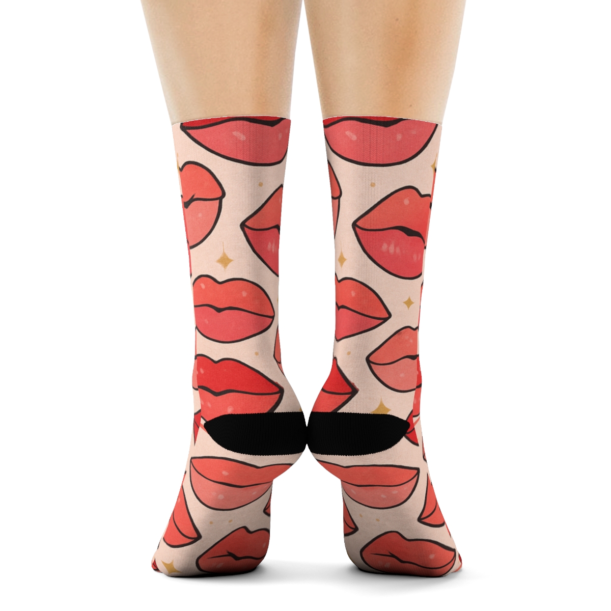 Lipstick Parade With Valentines Grid Rhythm trendy patterned crew socks