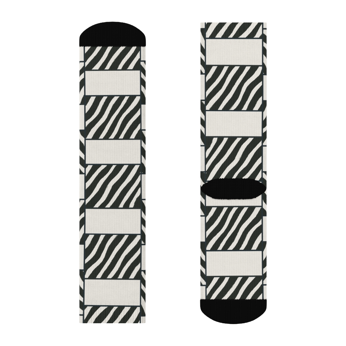 Teal Inlay Zebra Crossing Stripe Lattice soft everyday crew socks