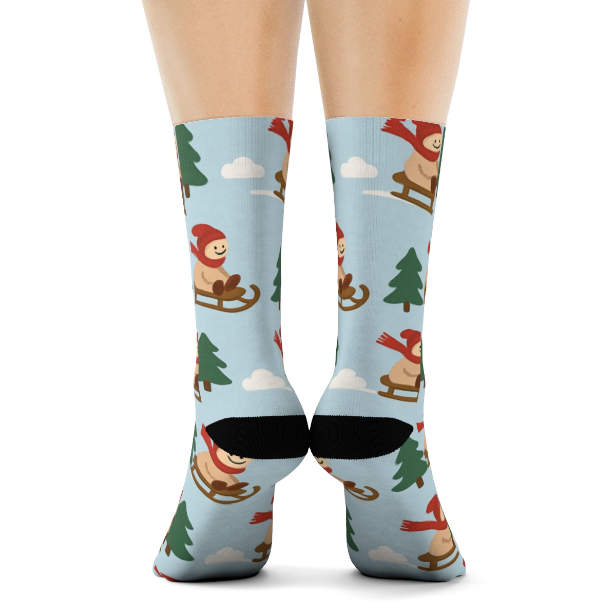 Sled Ride Rhythm Holiday stylish athletic crew socks