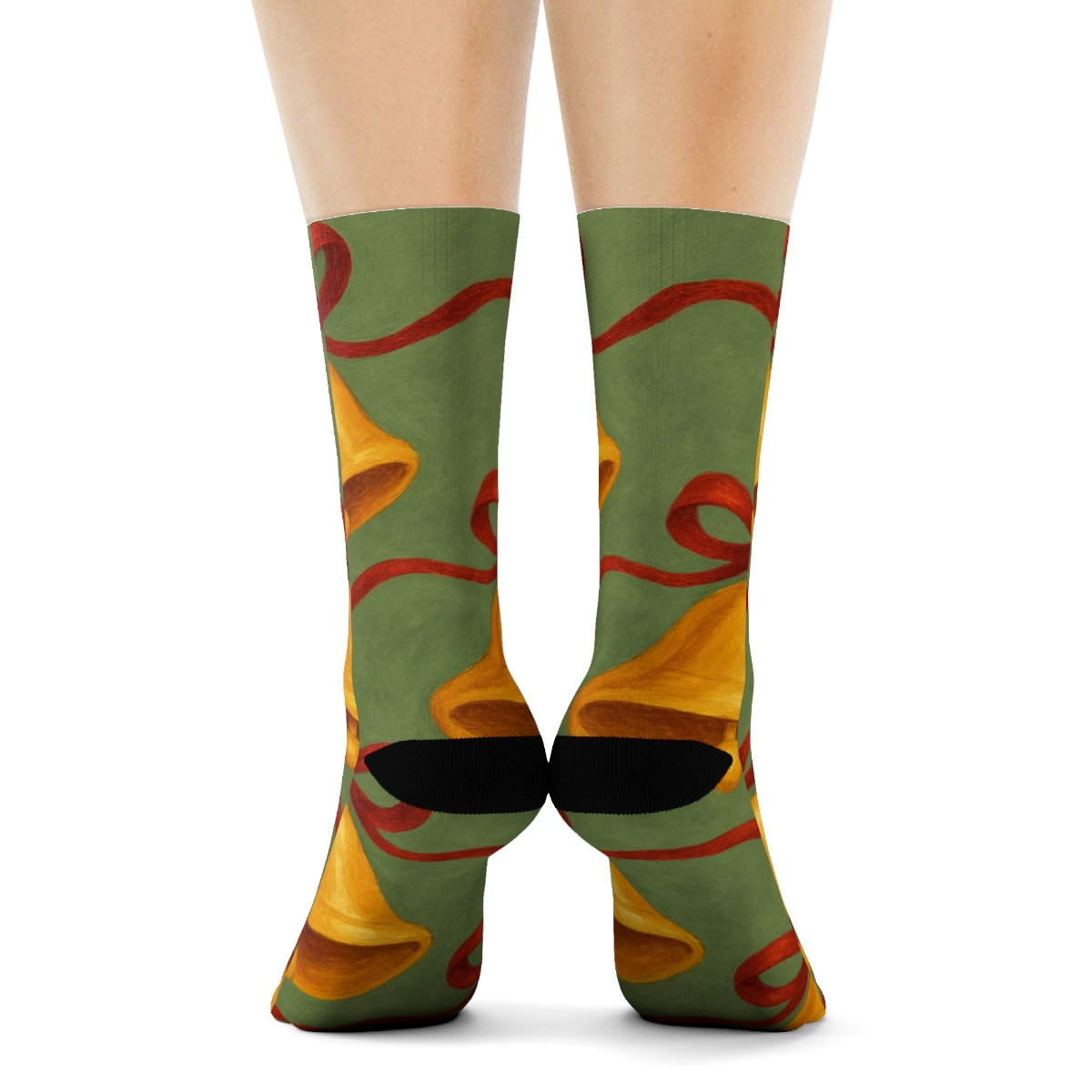 Festive Bells Progression Christmas Motif custom crew socks