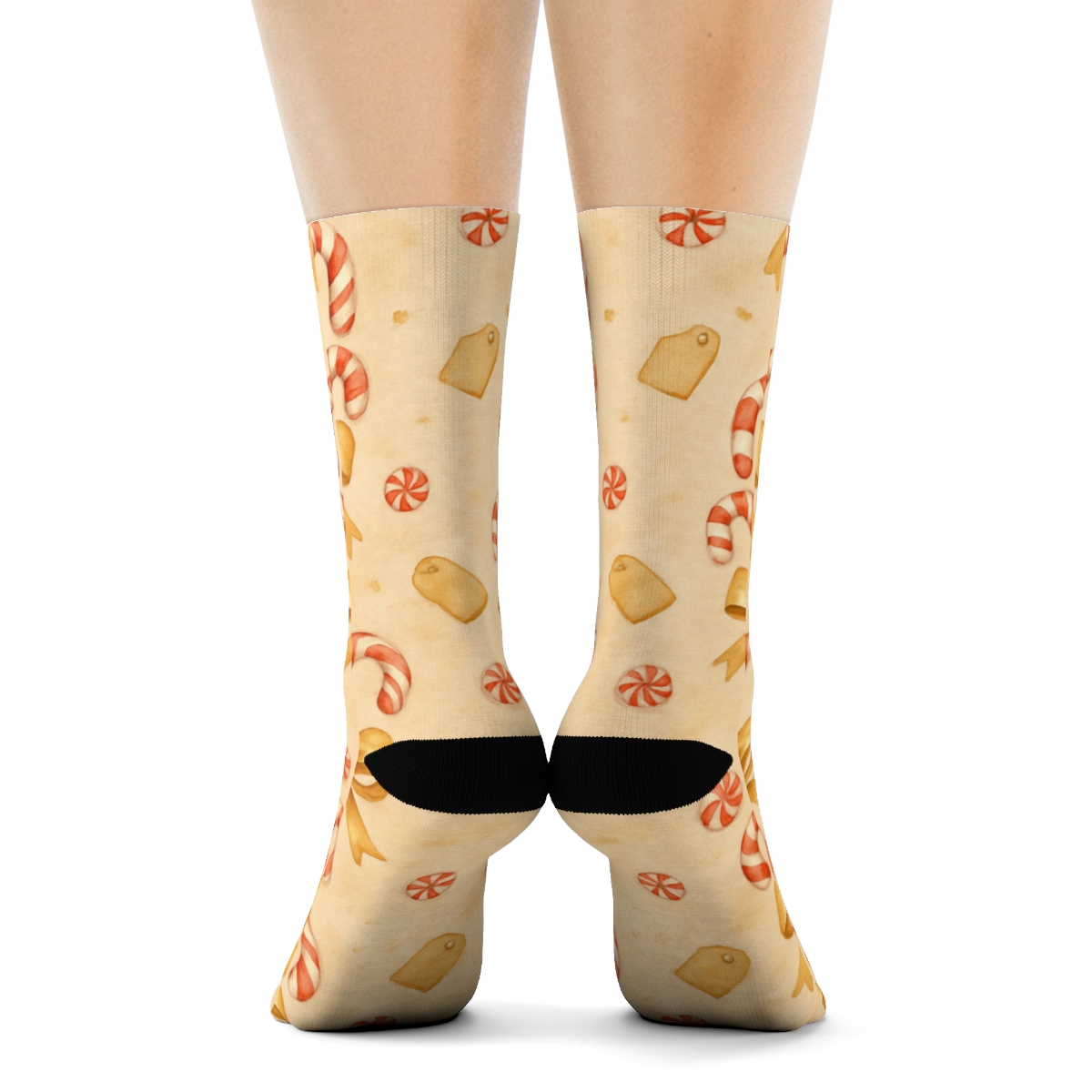 Candy Canes Bouquet Repeat With Gold Tag Accents soft everyday crew socks