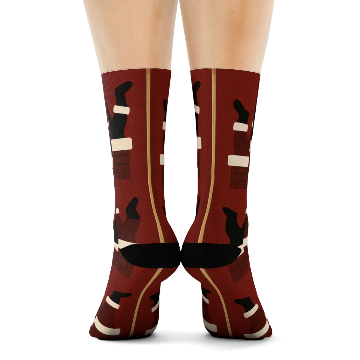 Chimney Entry Stripe With Santa Silhouettes soft everyday crew socks