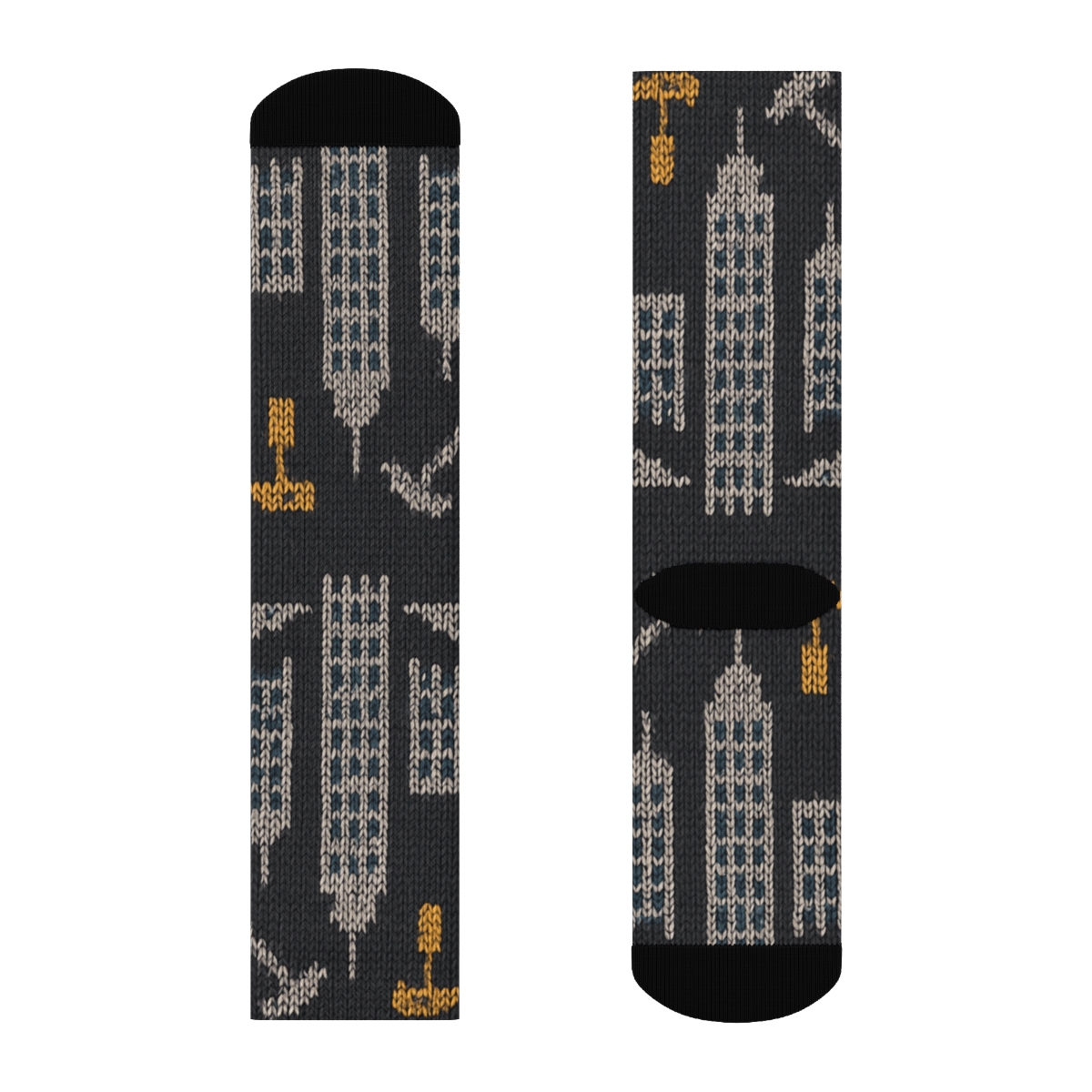 Architect-Crafted Skyline Tessellation In Knitted Illusion custom crew socks
