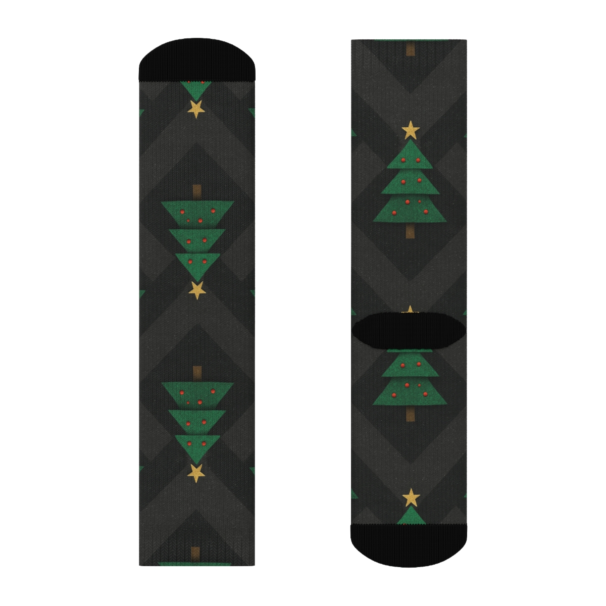 Christmas Tree Chevron On Charcoal Background custom crew socks