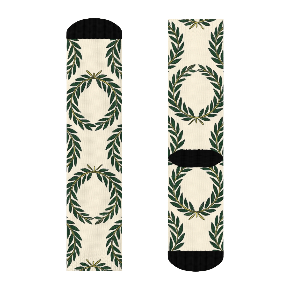 Wreath Concentric Laurel Medallion Tiles comfortable cotton crew socks