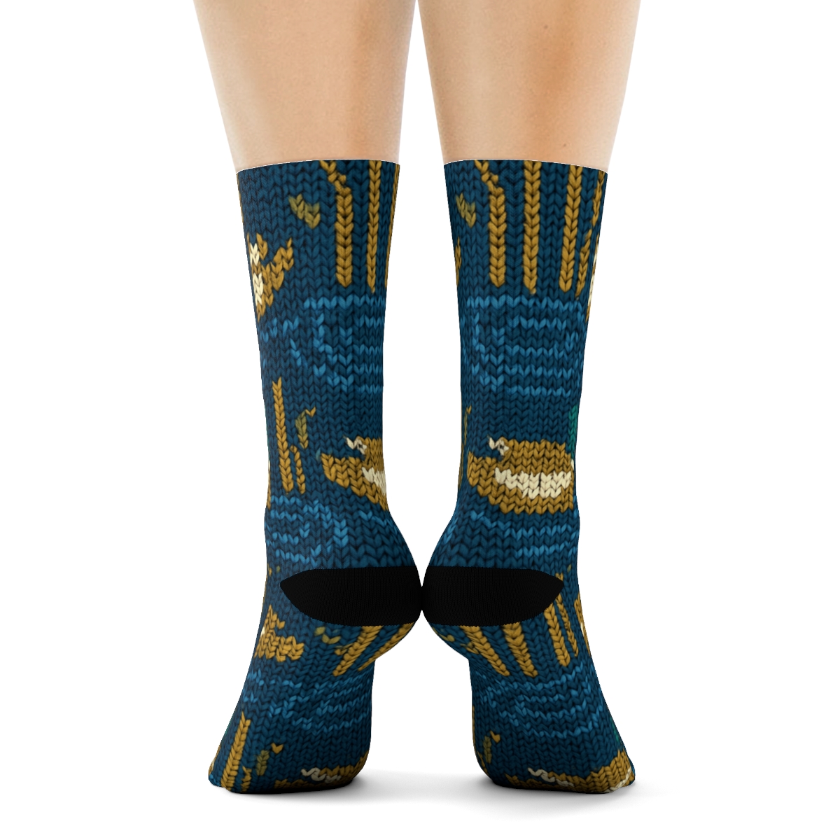 Knitted Pond Ripples Duck Pattern premium sports crew socks