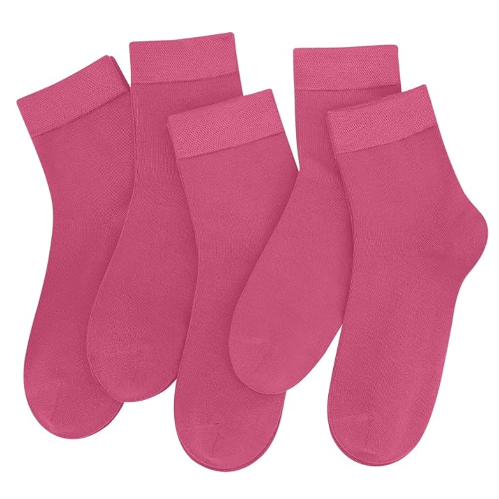 5 Pairs Women Bamboo Crew Socks Thin Lightweight Casual Wear