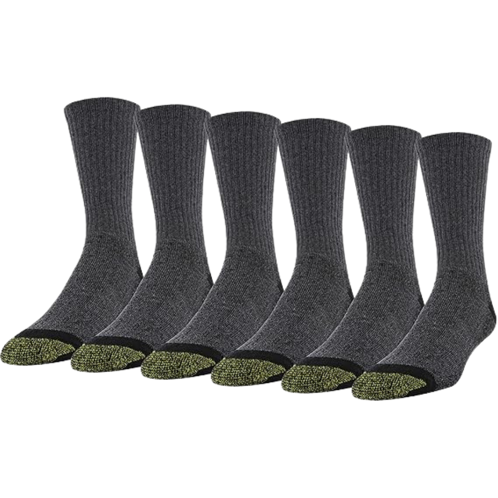 6 Pairs Men Cotton Crew Athletic Socks
