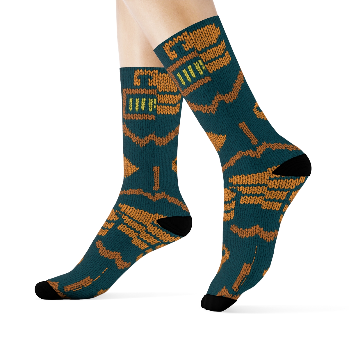 Cashier-Grade Coin Chevron On Deep Teal soft everyday crew socks