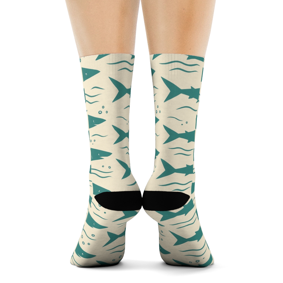 Abyssal Current Shark-Pattern Grid unique graphic crew socks