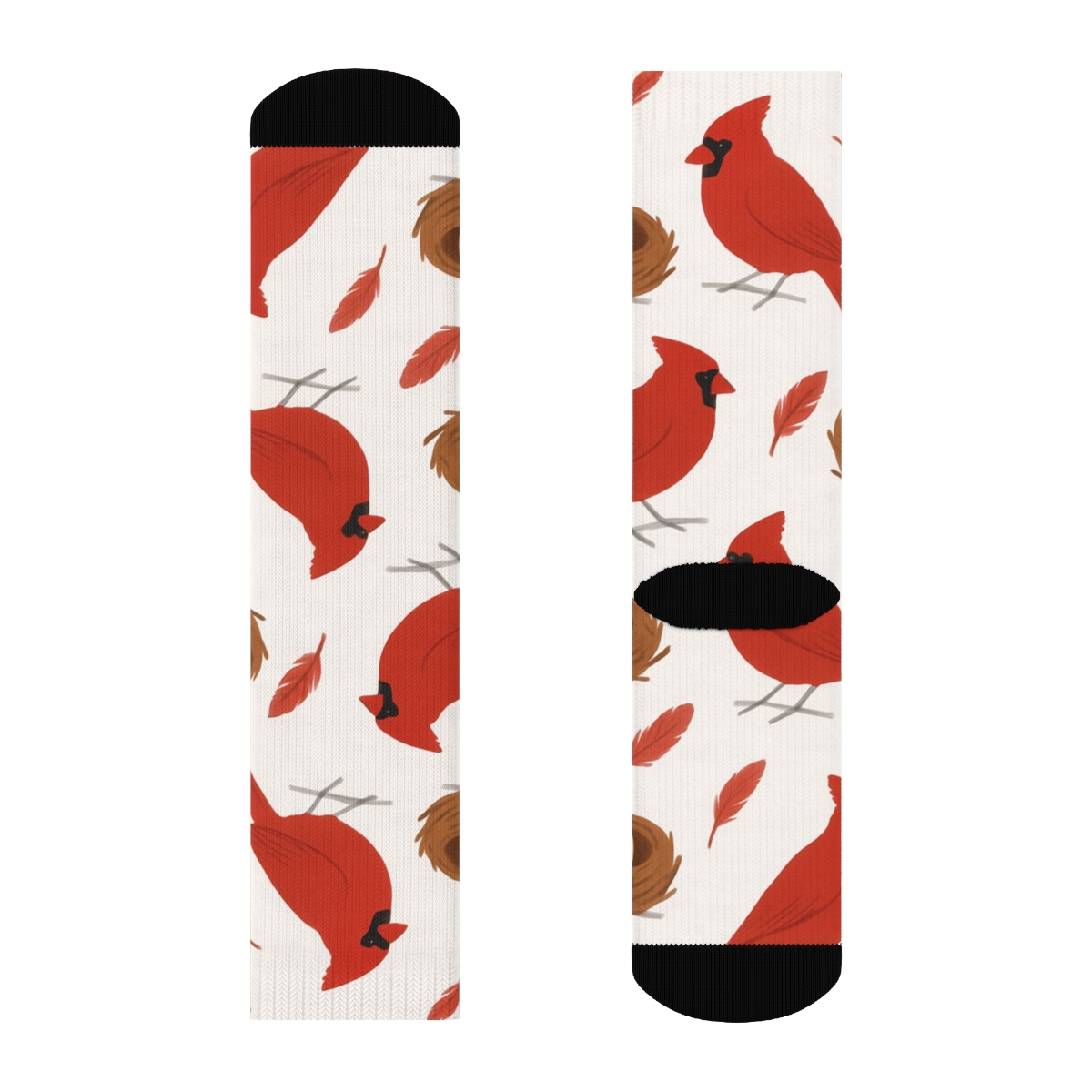 Cardinal Nest And Egg Scatter On White Background soft everyday crew socks