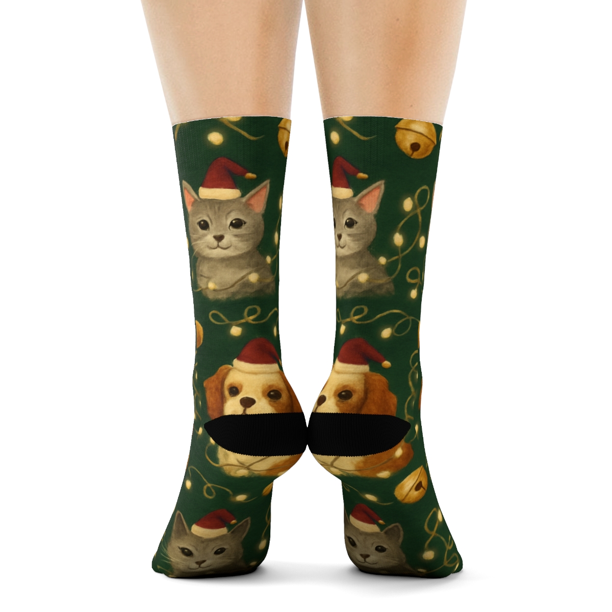 Holiday Pet Parade XMas unique graphic crew socks